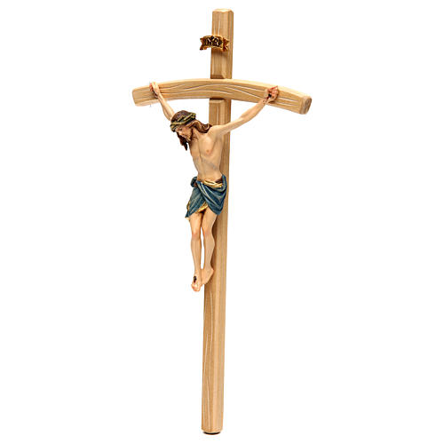 Crucifix with Jesus Christ statue Siena model, coloured curved cross 3