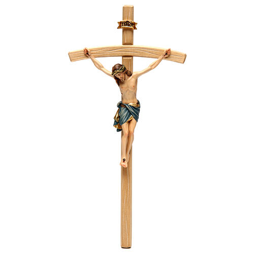 Krucyfiks Chrystus Siena, krzyż wygiete ramiona, malowany 1