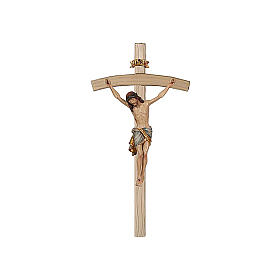 Crucifix or massif vieilli Christ Sienne croix courbée