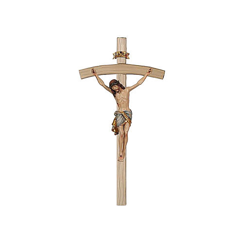 Crucifix or massif vieilli Christ Sienne croix courbée 1