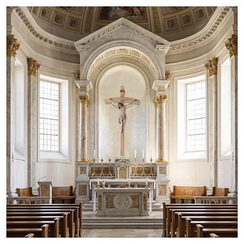 Crucifix or massif vieilli Christ Sienne croix courbée 3