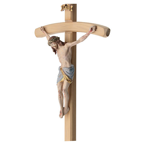 Crucifix or massif vieilli Christ Sienne croix courbée 6