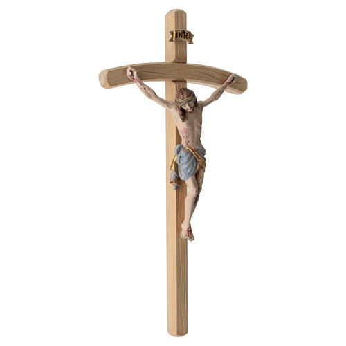 Crucifix or massif vieilli Christ Sienne croix courbée 7