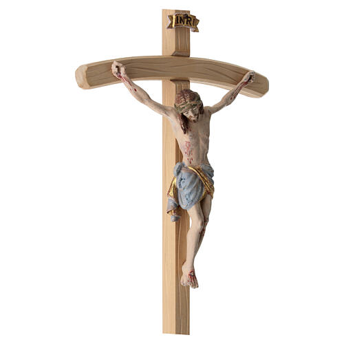 Crucifixo ouro maciço antigo Cristo Siena cruz curva 8