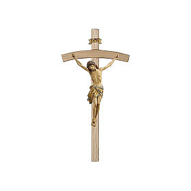 Krucyfiks wygięte ramiona, Chrystus model siena, szata wyk. czyste złoto antykowane, 124 cm
