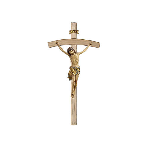 Krucyfiks wygięte ramiona, Chrystus model siena, szata wyk. czyste złoto antykowane, 124 cm 1