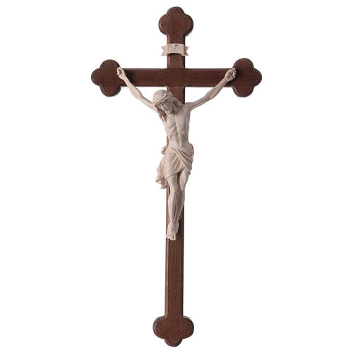 Crucifix with Jesus Christ statue Siena model in burnished natural wood Baroque style 1