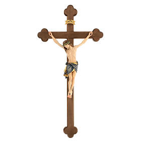 Kruzifix bemalten Grödnertal Holz Mod. Siena Barock Stil Kreuz braun
