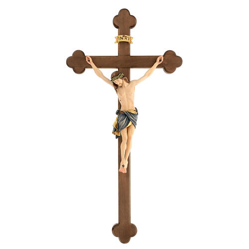 Kruzifix bemalten Grödnertal Holz Mod. Siena Barock Stil Kreuz braun 1
