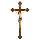 Crucifix coloré Christ Sienne croix baroque brunie s1