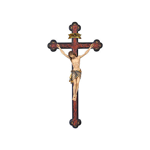 Crucifijo coloreado Cristo Siena cruz barroca envejecida 1