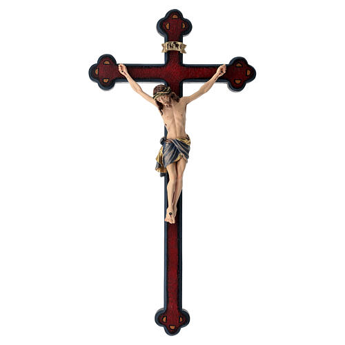 Crucifix coloré Christ Sienne croix baroque vieillie 1