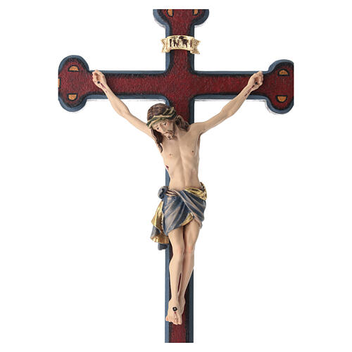 Crucifix coloré Christ Sienne croix baroque vieillie 4