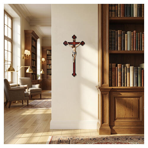 Crucifixo corado Cristo Siena cruz barroca antiquada 2