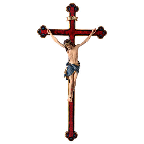 Coloured crucifix with Jesus Christ statue Siena model in gold Baroque style 1