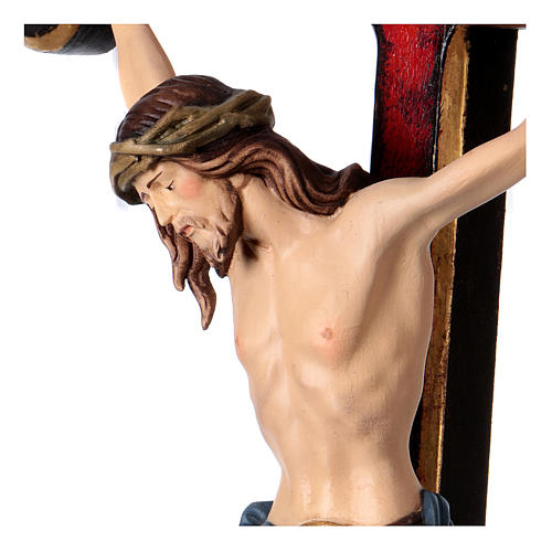 Coloured crucifix with Jesus Christ statue Siena model in gold Baroque style 2