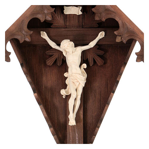 Krzyż przydrożny sosna przyciemniona drewno naturalne z Ciałem Chrystusa 2