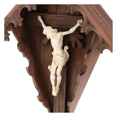 Krzyż przydrożny sosna przyciemniona drewno naturalne z Ciałem Chrystusa 4
