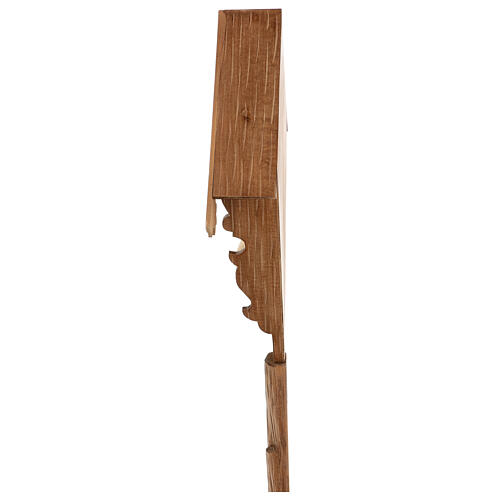Flurkreuz aus Tannenholz mit Corpus Christi aus gebeiztem Holz mit Goldfaden Grödnertal Schnitzerei 8