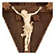 Flurkreuz aus Tannenholz mit Corpus Christi aus gebeiztem Holz mit Goldfaden Grödnertal Schnitzerei s2