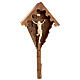 Flurkreuz aus Tannenholz mit Corpus Christi aus gebeiztem Holz mit Goldfaden Grödnertal Schnitzerei s5