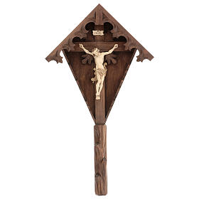 Flurkreuz aus 3-fach gebeiztem Tannenholz mit Corpus Christi
