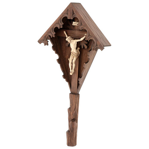 Flurkreuz aus 3-fach gebeiztem Tannenholz mit Corpus Christi 3