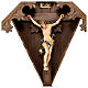 Flurkreuz aus gebeiztem Tannenholz mit farbig gefassten Corpus Christi Grödnertal Schnitzerei s4