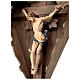 Flurkreuz aus gebeiztem Tannenholz mit farbig gefassten Corpus Christi Grödnertal Schnitzerei s11