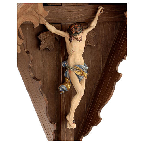 Flurkreuz aus Tannenholz mit Antik-Finish Corpus Christi farbig gefasst mit reinem Gold 4