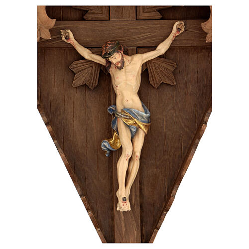 Flurkreuz aus Tannenholz mit Antik-Finish Corpus Christi farbig gefasst mit reinem Gold 6
