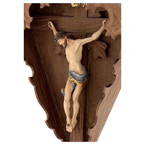 Krzyż przydrożny, drewno jodły przyciemniane z Ciałem Chrustusa, wyk. antykowane, czyste złoto 2