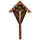 Krzyż przydrożny, drewno jodły przyciemniane z Ciałem Chrustusa, wyk. antykowane, czyste złoto s1