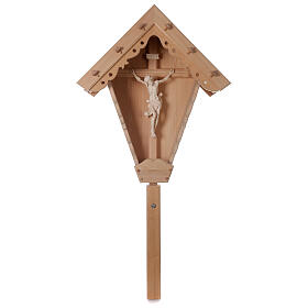 Christ sur croix de campagne mélèze Val Gardena naturel