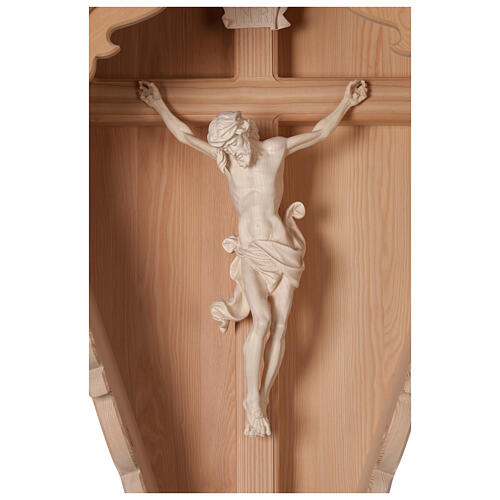 Jesus Christ on rustic cross in natural larch wood Valgardena 2