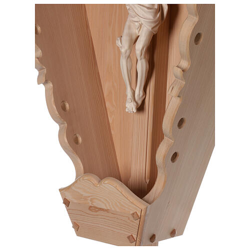 Jesus Christ on rustic cross in natural larch wood Valgardena 12