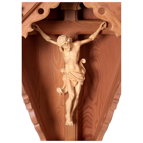 Jesus Christ on rustic cross in larch wood Valgardena 2