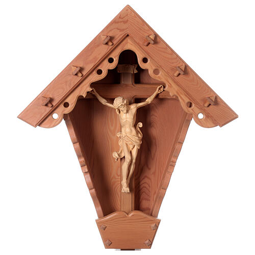 Christ sur croix de campagne mélèze résistant à l'eau Val Gardena naturel 4