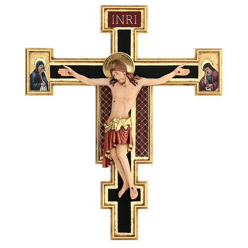 Crucifix Cimabue bois Val Gardena peint 1