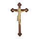 Cimabue Crucifix in natural wood with burnished baroque style cross, Val Gardena s1