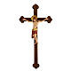Crucifijo Cimabue cruz bruñida barroca madera Val Gardena pintada s1