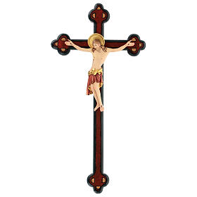 Cimabue Crucifix in wood with antiqued baroque style cross, Val Gardena