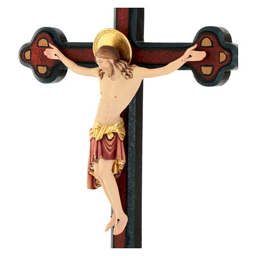 Crucifix Cimabue croix vieillie baroque bois Val Gardena peint 4