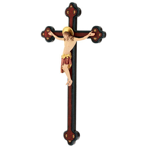 Crucifixo Cimabue cruz antiquada barroca madeira Val Gardena pintada 5