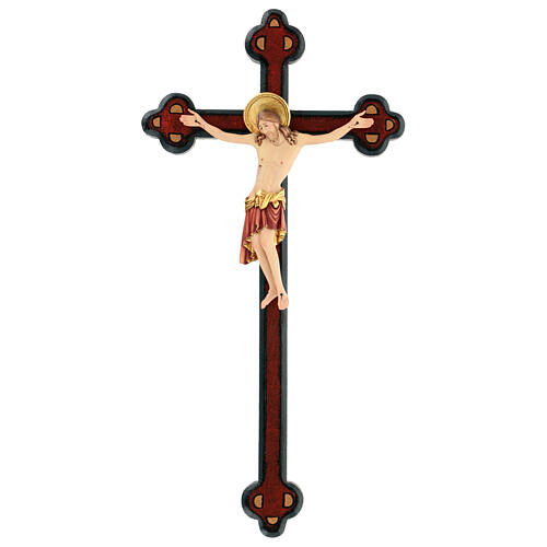 Cimabue Crucifix in wood with antiqued baroque style cross, Val Gardena 1