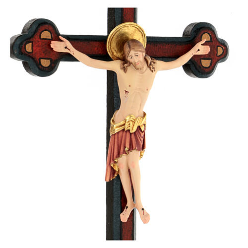 Cimabue Crucifix in wood with antiqued baroque style cross, Val Gardena 2