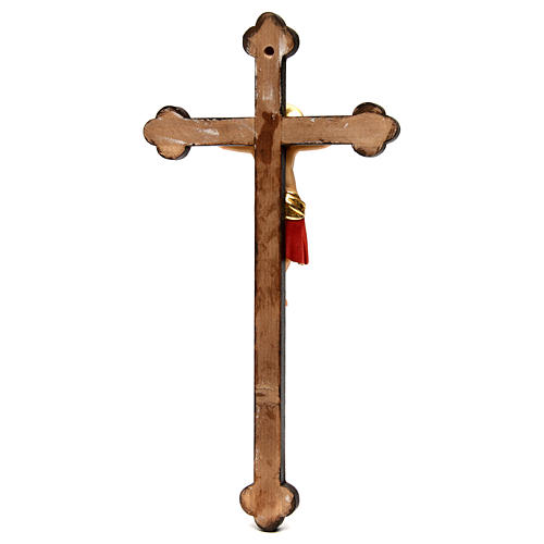Cimabue Crucifix in wood with straight cross and golden decoration, Val Gardena 5