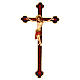 Cimabue Crucifix in wood with straight cross and golden decoration, Val Gardena s1