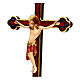 Cimabue Crucifix in wood with straight cross and golden decoration, Val Gardena s2
