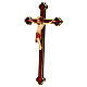 Cimabue Crucifix in wood with straight cross and golden decoration, Val Gardena s3